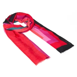 Foulards & Écharpes*Draeger Paris Foulard à Motifs Graphiques Imprimés - Rouge et Rose - Signature Draeger