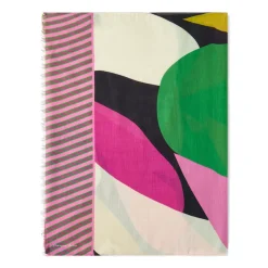 Foulards & Écharpes*Draeger Paris Foulard à Motifs Graphiques Imprimés - Rose Jaune Vert - Signature Draeger