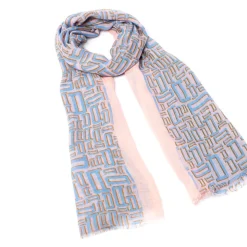 Foulards & Écharpes*Draeger Paris Foulard imprimé signature Draeger - Bleu et Orange - Homme - 70x180 cm