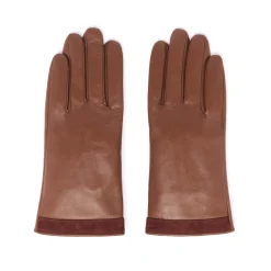 Gants*Draeger Paris Gants Bi-Matière en Cuir d’Agneau - Cognac