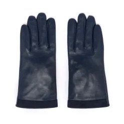 Gants*Draeger Paris Gants Bi-Matière en Cuir d’Agneau - Marine