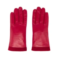 Gants*Draeger Paris Gants Bi-Matière en Cuir d’Agneau - Rouge