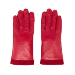 Gants*Draeger Paris Gants Bi-Matière en Cuir d’Agneau - Rouge