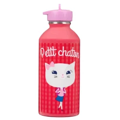 Gourdes|Fournitures Scolaires*Draeger Paris Gourde inox enfant - Petit chaton - rose
