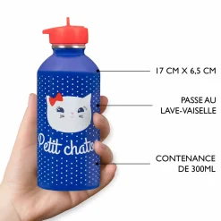 Gourdes*Draeger Paris Gourde inox enfant - Petit chaton - bleu