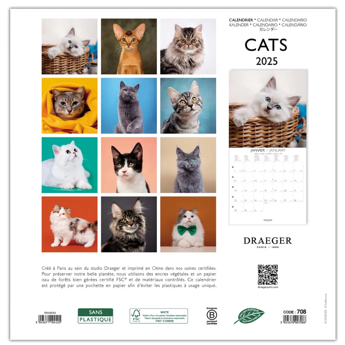 Calendriers|Agendas*Draeger Paris Grand Calendrier Mural 29x29 cm 2025