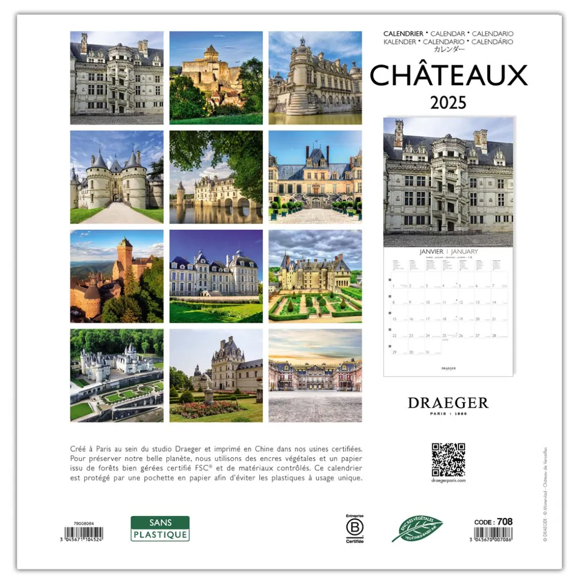 Calendriers|Agendas*Draeger Paris Grand Calendrier Mural 29x29 cm 2025