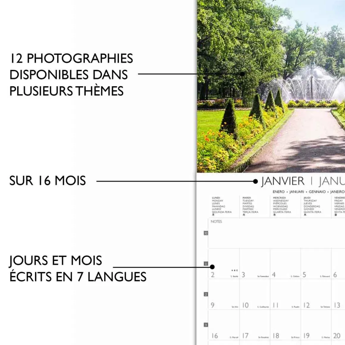 Calendriers|Agendas*Draeger Paris Grand Calendrier Mural 29x29 cm 2025