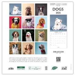 Calendriers|Agendas*Draeger Paris Grand Calendrier Mural 29x29 cm 2025 - Chiens