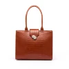 Sac Finition Croco|Sac Cabas*Draeger Paris Grand Sac Cabas Camille Croco - Cognac