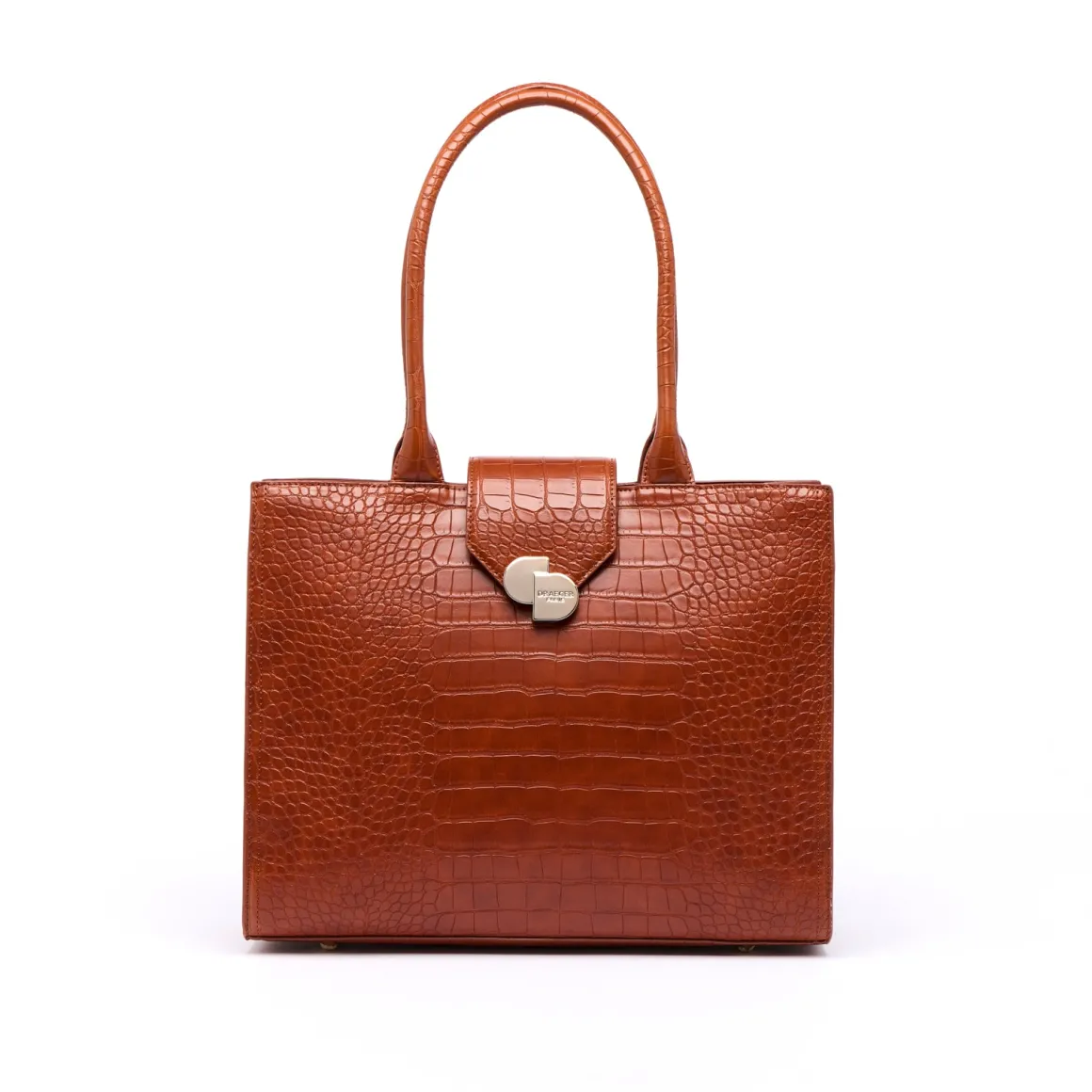 Sac Finition Croco|Sac Cabas*Draeger Paris Grand Sac Cabas Camille Croco - Cognac