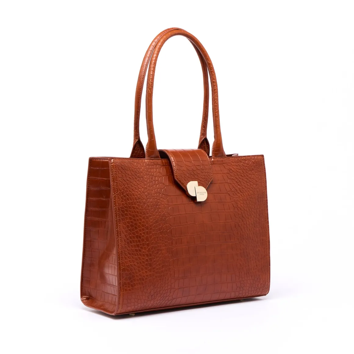 Sac Finition Croco|Sac Cabas*Draeger Paris Grand Sac Cabas Camille Croco - Cognac