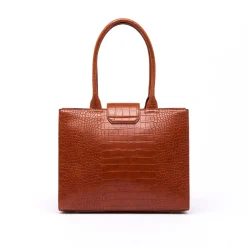 Sac Finition Croco|Sac Cabas*Draeger Paris Grand Sac Cabas Camille Croco - Cognac