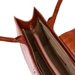 Sac Finition Croco|Sac Cabas*Draeger Paris Grand Sac Cabas Camille Croco - Cognac