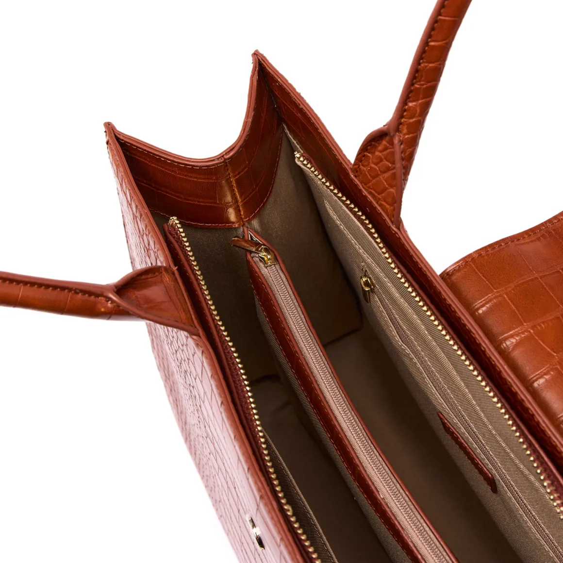 Sac Finition Croco|Sac Cabas*Draeger Paris Grand Sac Cabas Camille Croco - Cognac