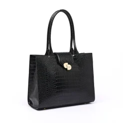 Sac Finition Croco|Sac Cabas*Draeger Paris Grand Sac Cabas Camille Croco - Noir