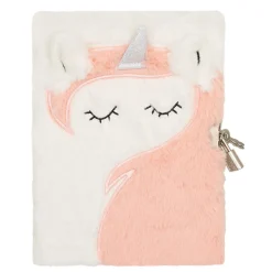 Carnets & Blocs-notes|Accessoires Cocooning*Draeger Paris Journal intime peluche Licorne corail
