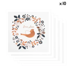 Cartes De Noêl*Draeger Paris Lot de 10 Cartes de vœux Etincelle Couronne Oiseaux
