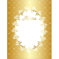 Décorations De Table*Draeger Paris Lot de 4 cartes menu en papier - Motifs Sapins - Finitions blanc et or à chaud - Spécial Réveillon