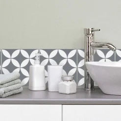 Stickers De Carrelage|Stickers & Embellissements*Draeger Paris Lot de 5 Stickers Carrelage 15x15 cm Rosaces Blanches & Grises