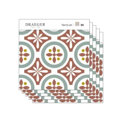 Stickers De Carrelage|Stickers & Embellissements*Draeger Paris Lot de 5 Stickers Carrelage 15x15 cm Motifs Floraux Rouges