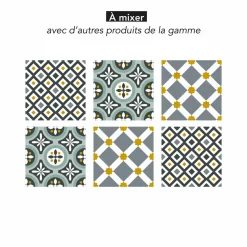Stickers De Carrelage|Stickers & Embellissements*Draeger Paris Lot de 5 Stickers Carrelage 15x15 cm Motifs Floraux Vert d'eau