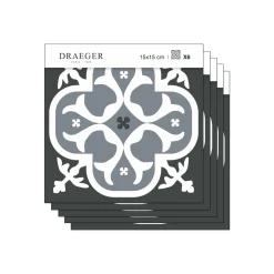 Stickers De Carrelage|Stickers & Embellissements*Draeger Paris Lot de 5 Stickers carrelage 15x15 cm Lys Noir
