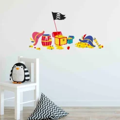 Stickers & Embellissements*Draeger Paris Lot de Sticker Mural Pirate Chapeau Et Trésor & L'ours Bleu