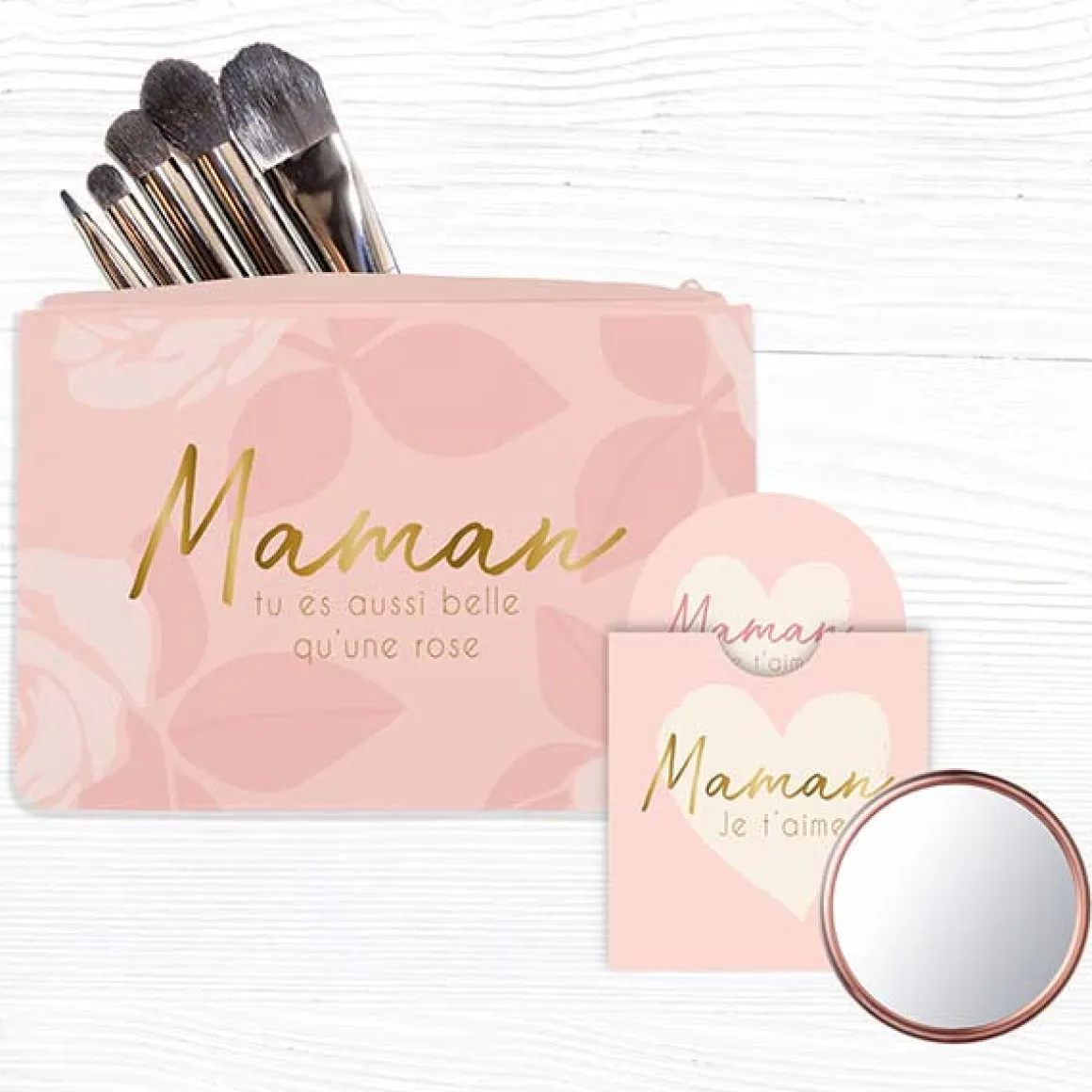 Pochettes & Trousses|Pochettes & Miroirs*Draeger Paris Lot Pochette & Miroir Maman Je T'aime