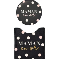Pochettes & Trousses|Pochettes & Miroirs*Draeger Paris Lot Pochette & Miroir Maman en Or