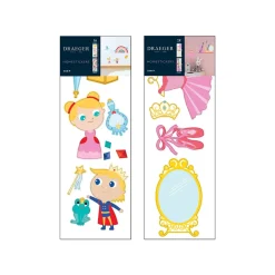 Stickers & Embellissements*Draeger Paris Lot Sticker Mural Princesse Et Prince & Sticker Mural Ballerine