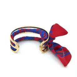 Bracelets*Draeger Paris Manchette Foulard Rio Rouge et Bleu Foncé