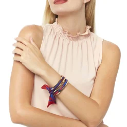 Bracelets*Draeger Paris Manchette Foulard Rio Rouge et Bleu Foncé