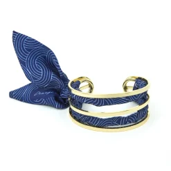 Bracelets*Draeger Paris Manchette Foulard Tokyo Bleu