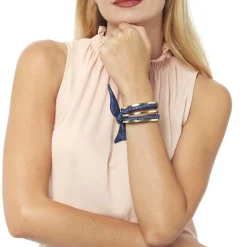 Bracelets*Draeger Paris Manchette Foulard Tokyo Bleu