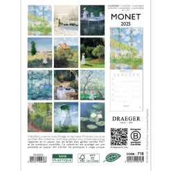 Calendriers|Agendas*Draeger Paris Petit Calendrier Mensuel 2025 14x18 cm - Monet