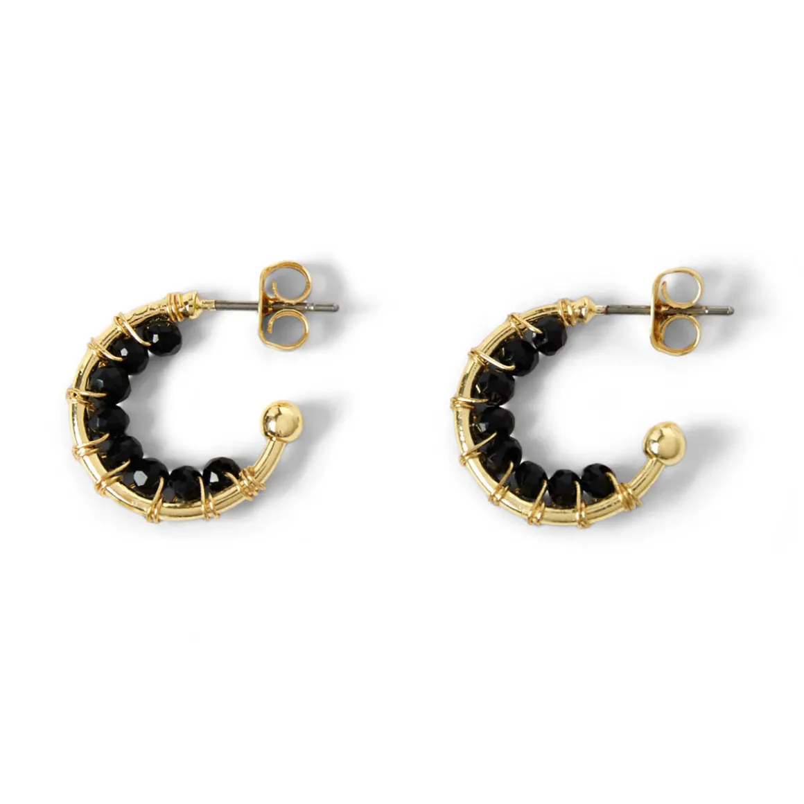 Boucles D'oreilles*Draeger Paris Petites créoles perles noires