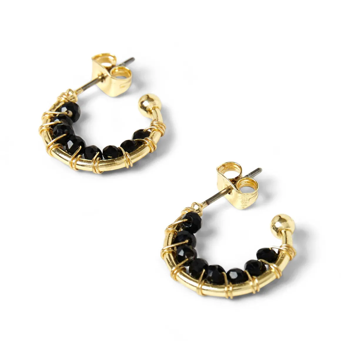 Boucles D'oreilles*Draeger Paris Petites créoles perles noires