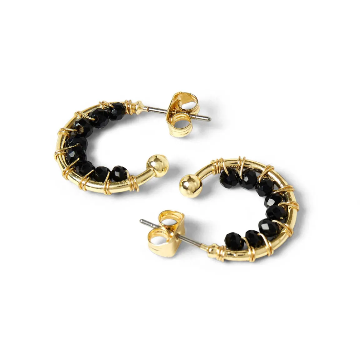 Boucles D'oreilles*Draeger Paris Petites créoles perles noires
