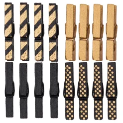 Décorations De Table*Draeger Paris Pince décorative Noir & or x16 - Spécial Réveillon