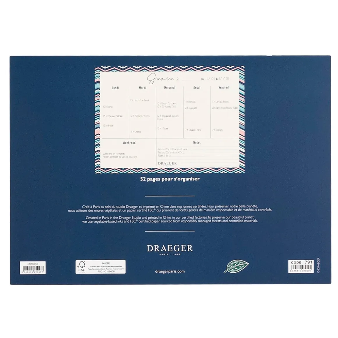 Semainiers|Organiseurs*Draeger Paris Planner semainier - 52 feuilles détachables