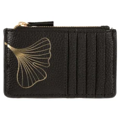 Porte-cartes*Draeger Paris Porte-cartes zippé - feuille ginkgo dorée - noir