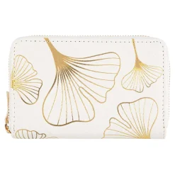 Portefeuilles*Draeger Paris Portefeuille femme - feuilles ginkgo dorées - blanc