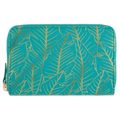 Portefeuilles*Draeger Paris Portefeuille femme - feuilles dorées - turquoise