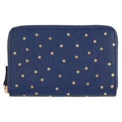 Portefeuilles*Draeger Paris Portefeuille femme - pois dorés - bleu marine