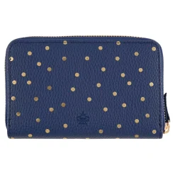 Portefeuilles*Draeger Paris Portefeuille femme - pois dorés - bleu marine
