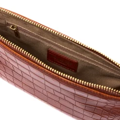 Sac Finition Croco|Sac Bandouilère*Draeger Paris Sac Pochette Anna Croco - Cognac