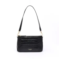 Sac Finition Croco|Sac Bandouilère*Draeger Paris Sac Pochette Anna Croco - Noir