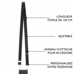 Sangles Pochette De Telephone*Draeger Paris Sangle pour Pochette Téléphone Noir