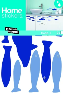 Stickers & Embellissements*Draeger Paris Sticker mural Banc de poissons bleus